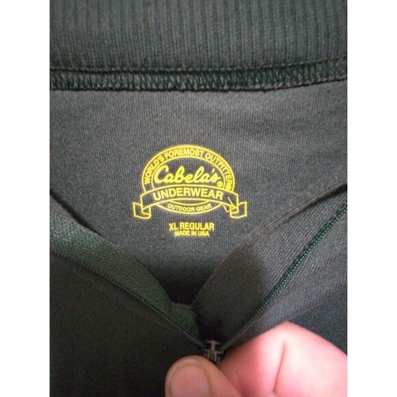 Cabelas Outdoor Gear Underwear Men’s Size XL 1/4 Zipper LS Hunter Green Top - Picture 4 of 6